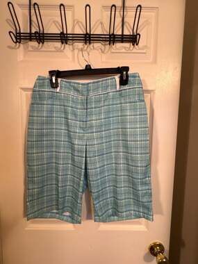 Tail White Label Plaid Golf Shorts Women Size 10 Blue Green